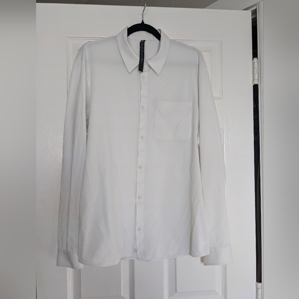 Lululemon Commission White Men's Shirt Long Sleeve Button Up Zip Pocket XXL